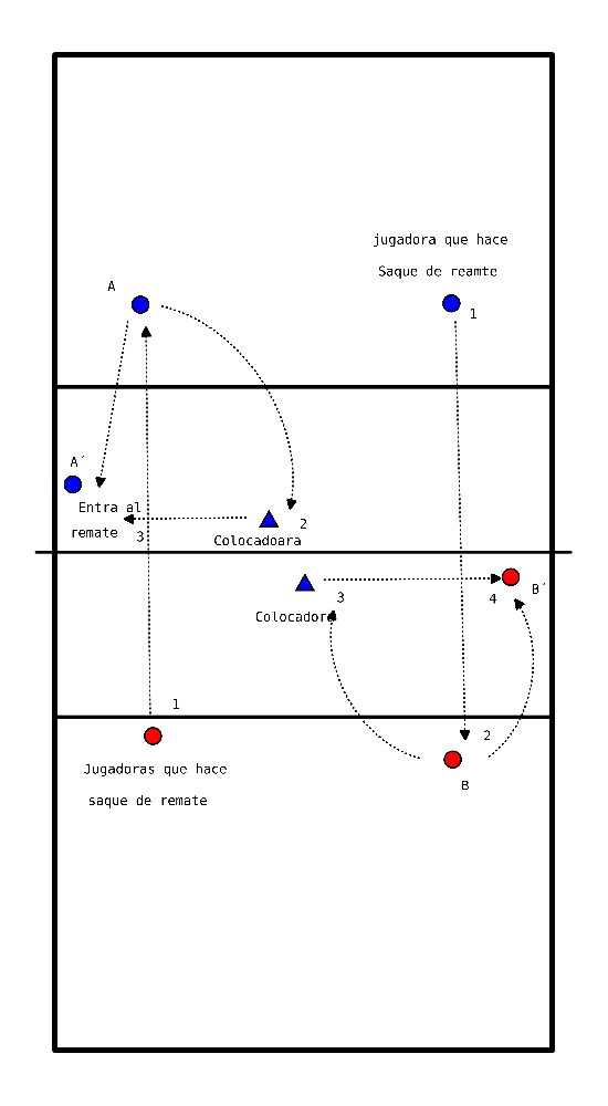 drawing Saque, recepción y remate = Servicio, recepción y remate.