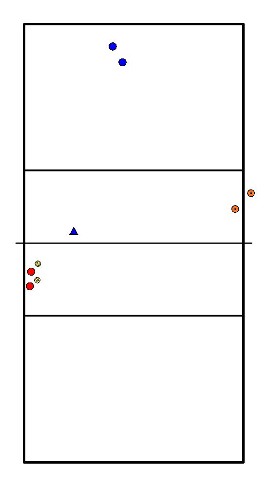 drawing Battuta con palla topspin e difesa.